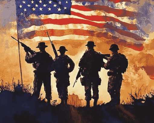 American Soldiers Silhouette Diamond Painting