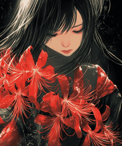 Anime Asian Girl with Spider Lilies Diamond Painting