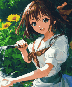 Anime Girl Water Fun Diamond Painting