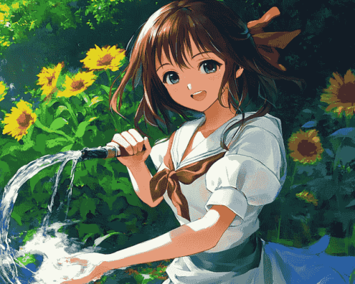 Anime Girl Water Fun Diamond Painting