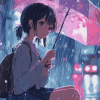 Anime Girl in Rain Diamond Painting