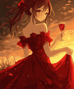 Anime Girls in Red Diamond Painting