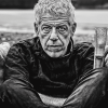 Anthony Bourdain Black and White Diamond Painting