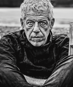 Anthony Bourdain Black and White Diamond Painting