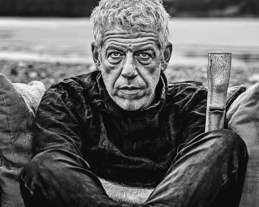 Anthony Bourdain Black and White Diamond Painting