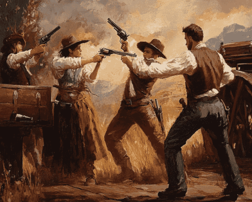 Antique Gun Fight Diamond Painting