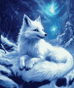 Arctic Fox Winter Scene Diamond Painting