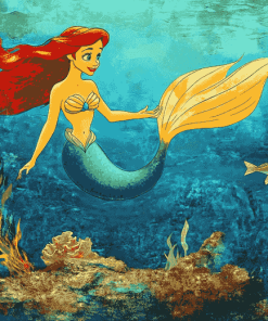 Ariel and Flounder Mermaid Diamond Painting