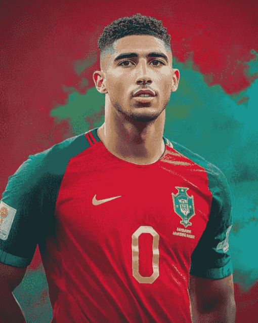 Ashraf Hakimi Famous Footballer Diamond Painting