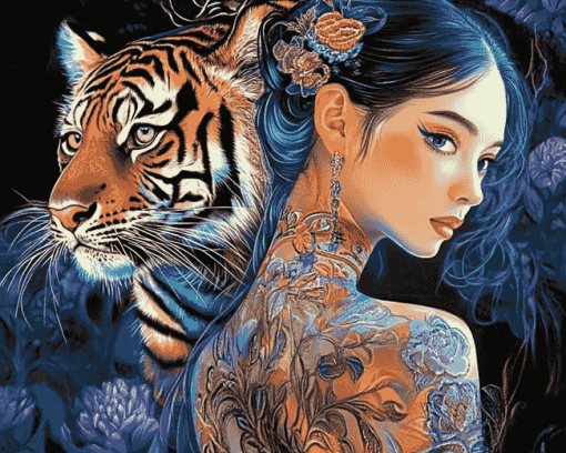 Asian Lady With Tiger Diamond Painting