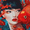 Asian Lady with Fish Diamond Painting