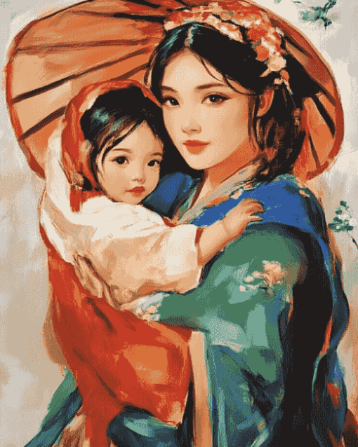 Asian Motherly Love Diamond Painting