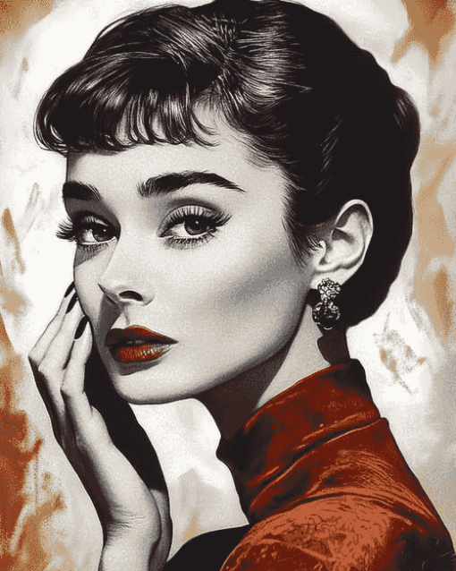 Audrey Hepburn Elegant Sadness Diamond Painting