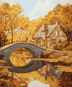 Autumn Bridge Valley Diamond Painting