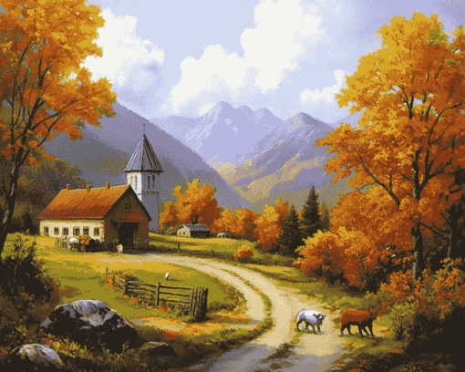 Autumn Country Landscapes Diamond Painting