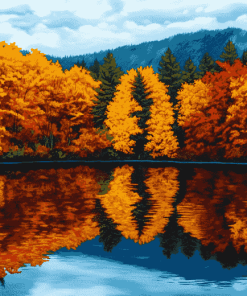 Autumn Lake Landscape Diamond Painting