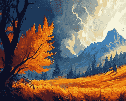 Autumn National Park Scene Diamond Painting