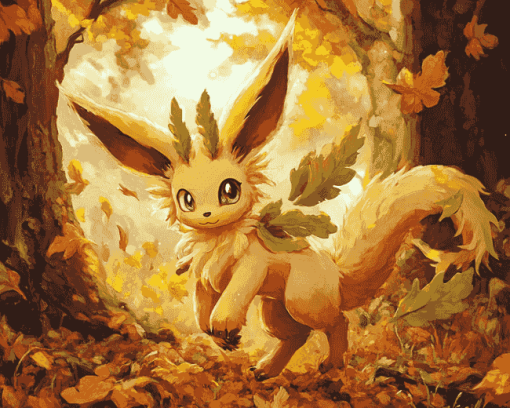 Autumn Pokemon Leafeon Diamond Painting