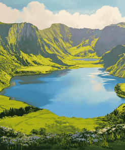 Azores Mountains and Lakes Diamond Painting