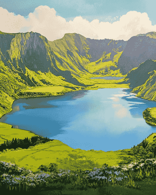 Azores Mountains and Lakes Diamond Painting