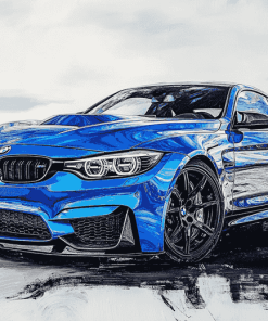 BMW M4 Blue Engines Diamond Painting