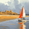 Bamburgh Beach Sailing by Bill Holkham Diamond Painting