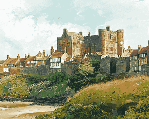 Bamburgh Castle Scene Diamond Painting