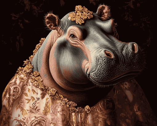 Baroque Hippo Animal Diamond Painting