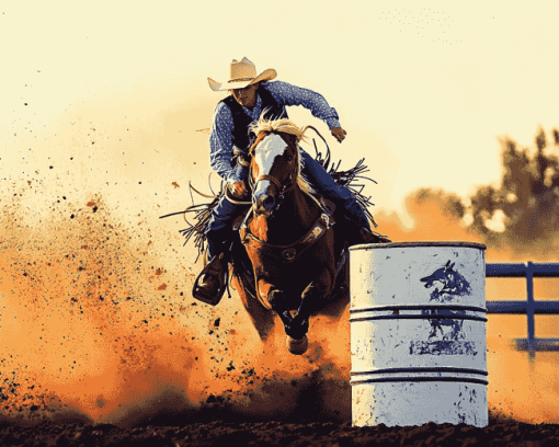 Barrel Racing Rodeo Sports Diamond Painting