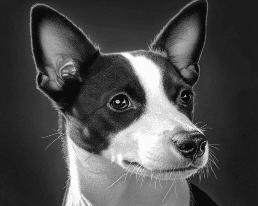 Basenji Puppy Black And White Diamond Painting