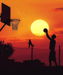 Basketball Sunset Silhouette Diamond Painting