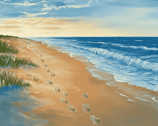 Beach Footprints Diamond Painting