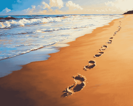 Beach Footprints Diamond Painting