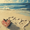 Beach Romance Hearts Diamond Painting