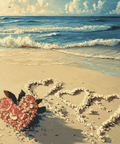 Beach Romance Hearts Diamond Painting