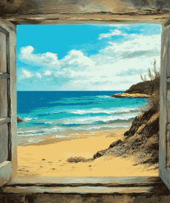 Beach Window Seascape Diamond Painting