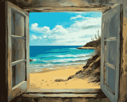 Beach Window Seascape Diamond Painting