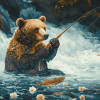 Bear Wildlife Fishing Diamond Painting