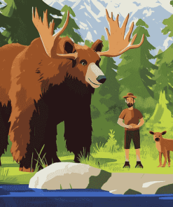 Bear and Moose Animation Diamond Painting