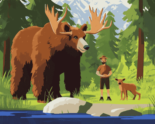 Bear and Moose Animation Diamond Painting