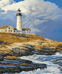 Beavertail Lighthouse Landmark Diamond Painting