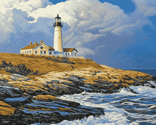 Beavertail Lighthouse Landmark Diamond Painting