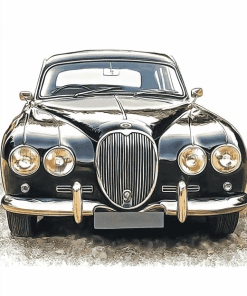 Beige Jaguar Vintage Engines Diamond Painting