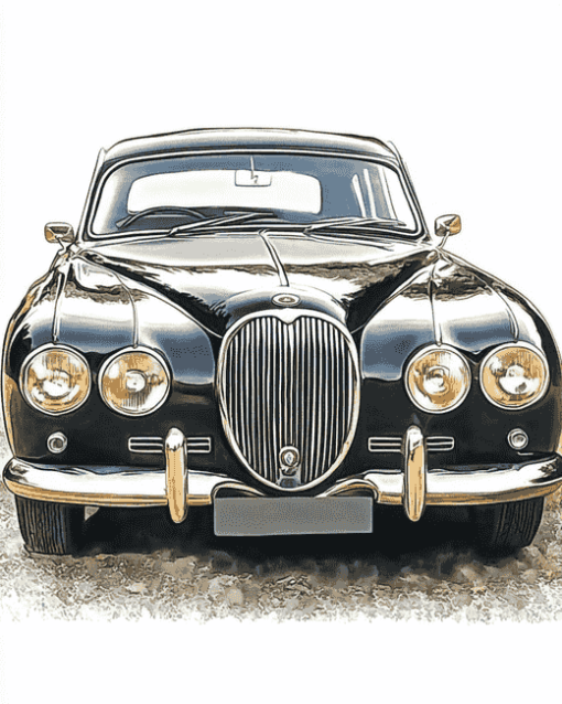 Beige Jaguar Vintage Engines Diamond Painting