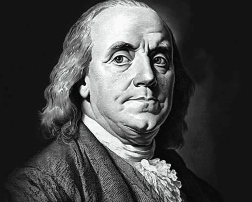 Benjamin Franklin in Monochrome Diamond Painting