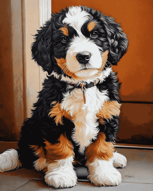 Bernedoodle Puppy Diamond Painting