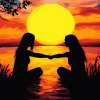 Best Friends Silhouette Sunset Diamond Painting