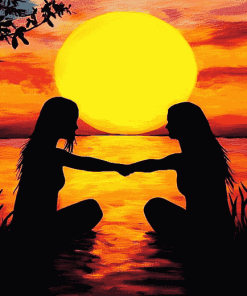 Best Friends Silhouette Sunset Diamond Painting