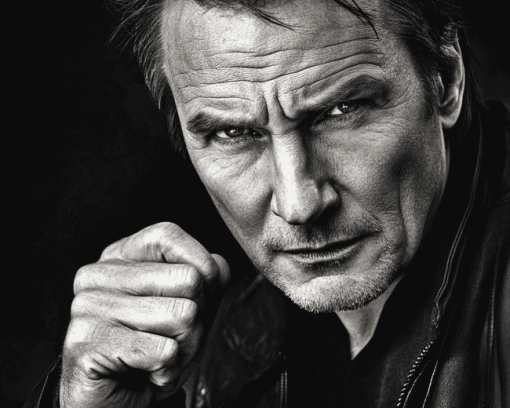 Black And White Liam Neeson Diamond Painting