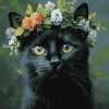 Black Cat Crowned Beauty Diamond Painting